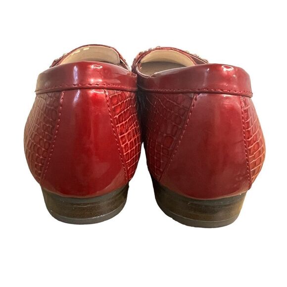Alex Marie Red Patent Loafers Womens 6M Alligator Flats Round Toe Shoes - Picture 5 of 9